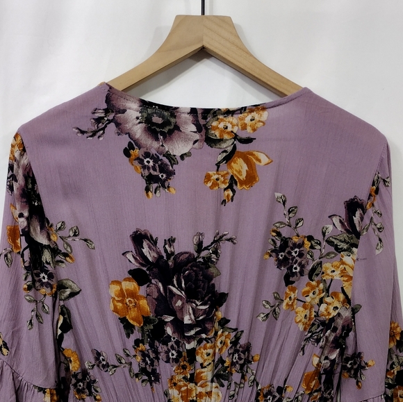 NWT Blu Pepper Floral Romper Women's L Purple Boho Retro Cottagecore Peasant - Picture 7 of 10